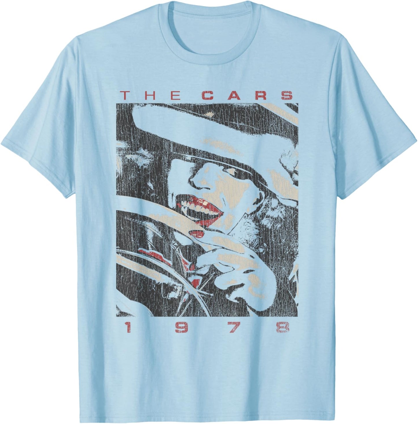 Control Industry The Cars -Adults White Short Sleeve Casual Small T-Shirt - T-Shirt | Light Blue