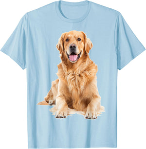 Golden Retriever Dog Graphic Pet Artwork Golden Retriever Men Women Kids T-Shirt - T-Shirt | Light Blue