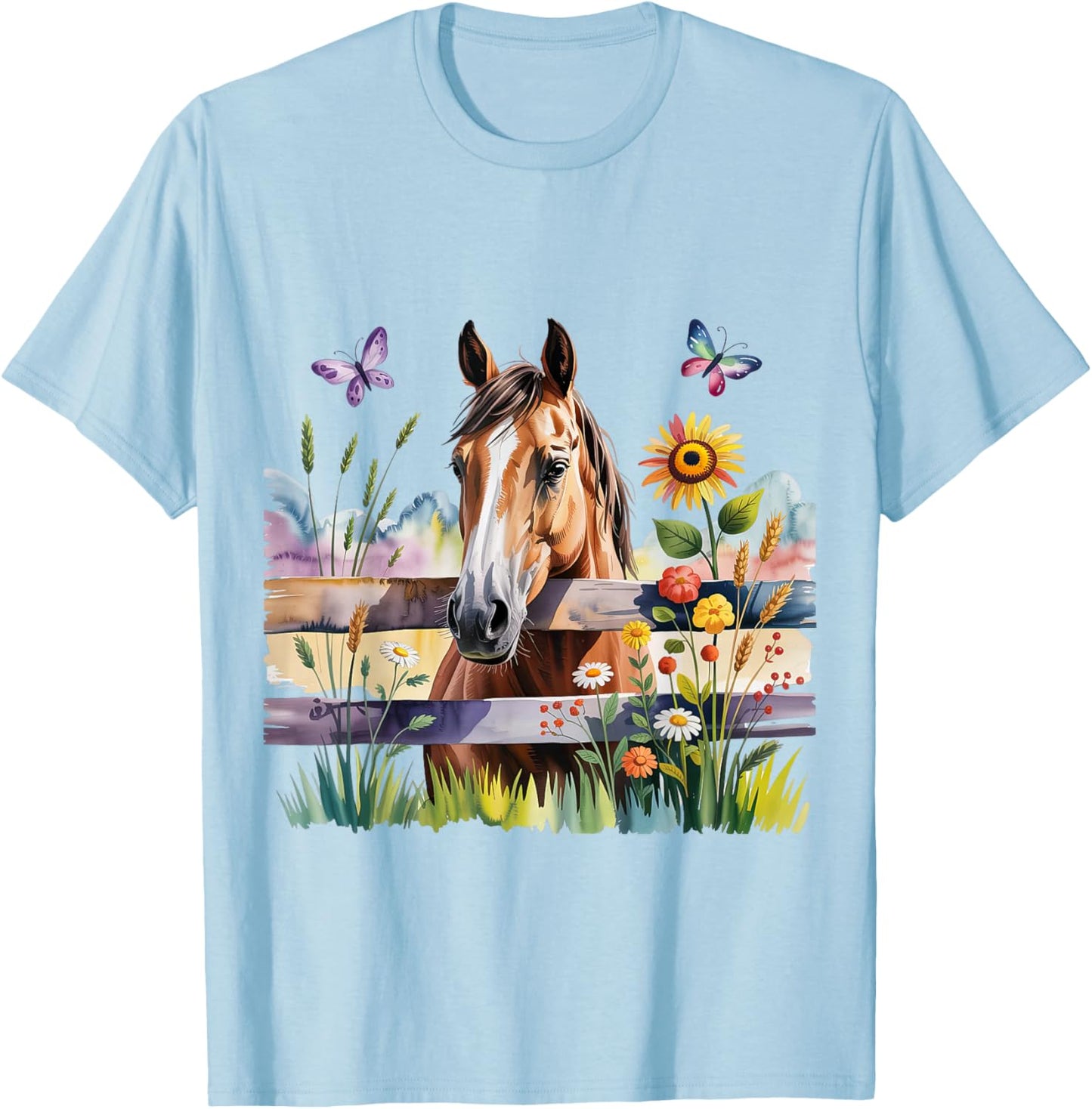 Süßes Pferde Motiv für Mädchen Stall und Reiten T-Shirt - T-Shirt | Light Blue