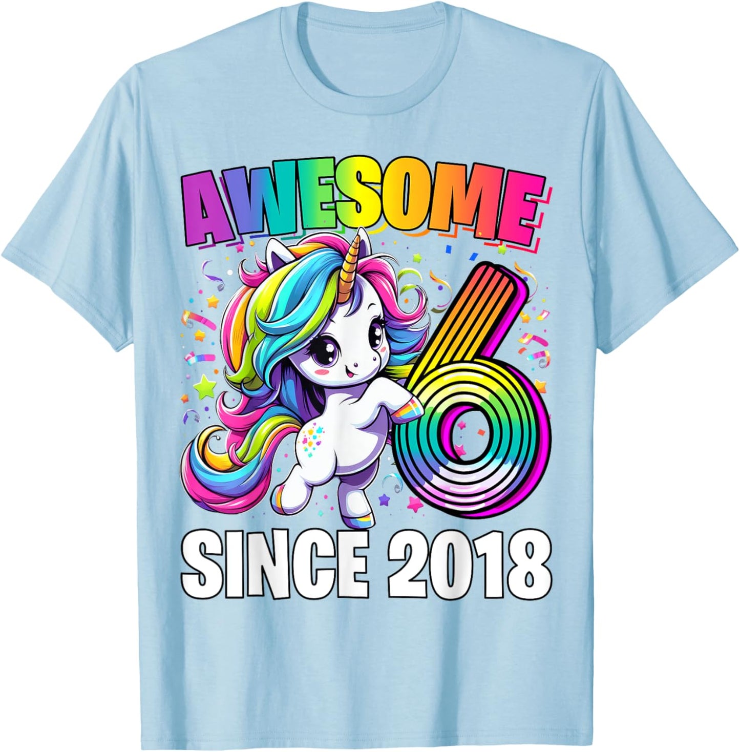 Unicorn 6th Birthday 6 Year Old Unicorn Party Girls Outfit T-Shirt - T-Shirt | Light Blue