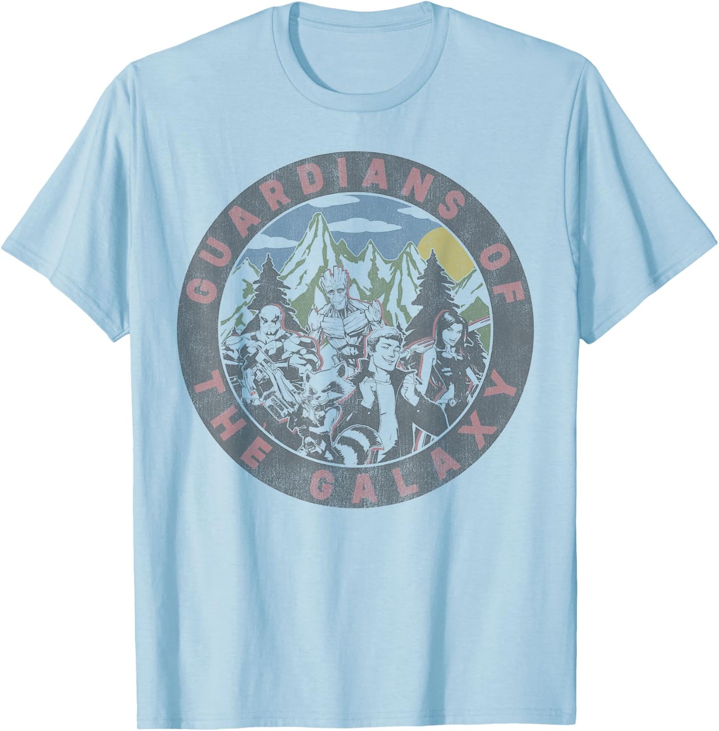 Marvel Guardians of The Galaxy Group Shot Retro T-Shirt - T-Shirt | Light Blue