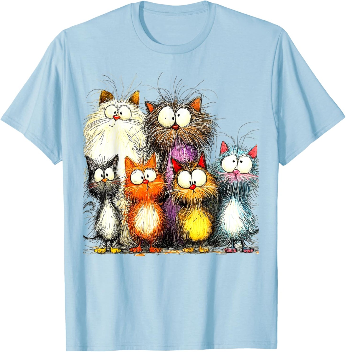 Eagerlys Silly Funny Cat Famliy Art Colorful Cats - Kitten Women T-Shirt - T-Shirt | Light Blue