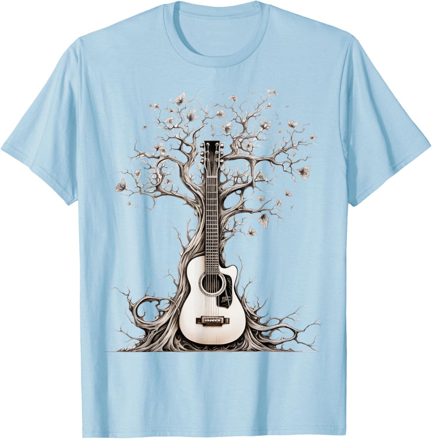 Acoustic Guitar Tree Of Life Nature Of Music Guitarist T-Shirt - T-Shirt | Light Blue