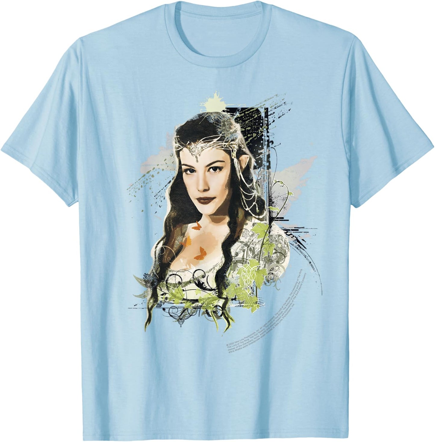The Lord Of The Rings Arwen Paint Splatter Portrait T-Shirt - T-Shirt | Light Blue