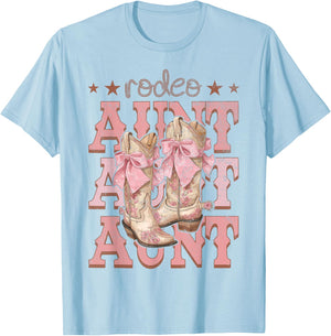 Rodeo Aunt Pink Boots Coquette Cow-Girl Birthday Party T-Shirt - T-Shirt | Light Blue