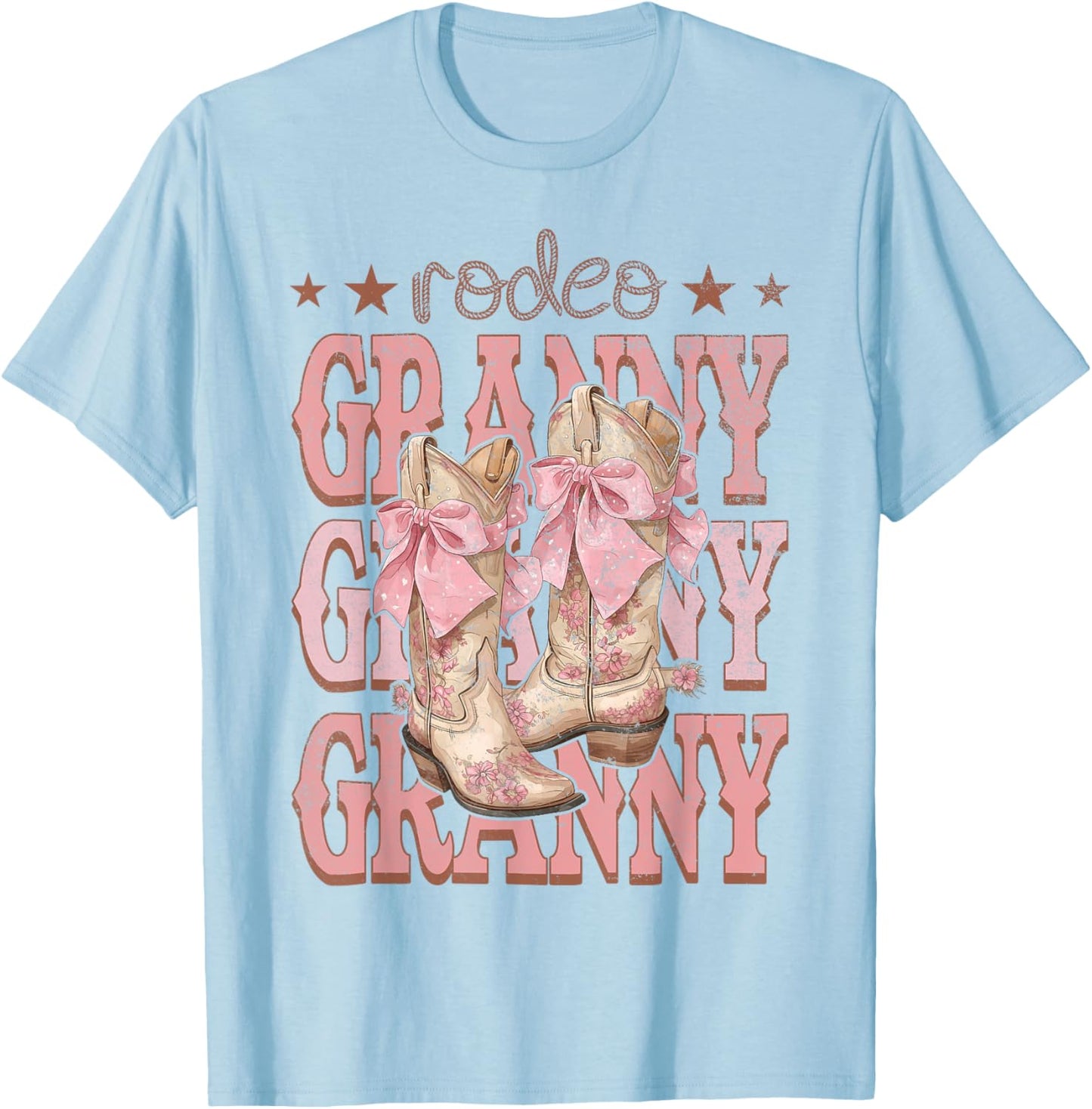Rodeo Granny Pink Boots Coquette Cow-Girl Birthday Party T-Shirt - T-Shirt | Light Blue