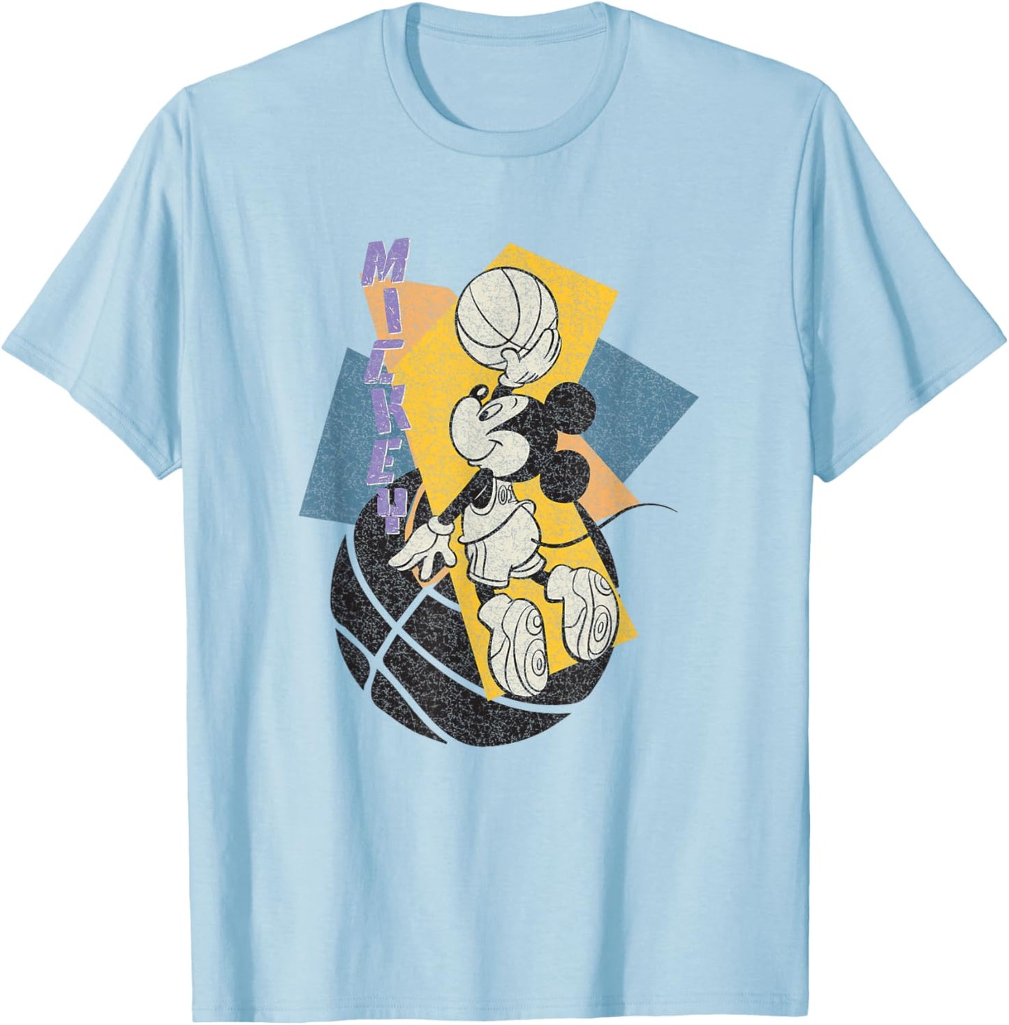 Disney Mickey and Friends Retro Basketball 90's Dunk Logo T-Shirt - T-Shirt | Light Blue
