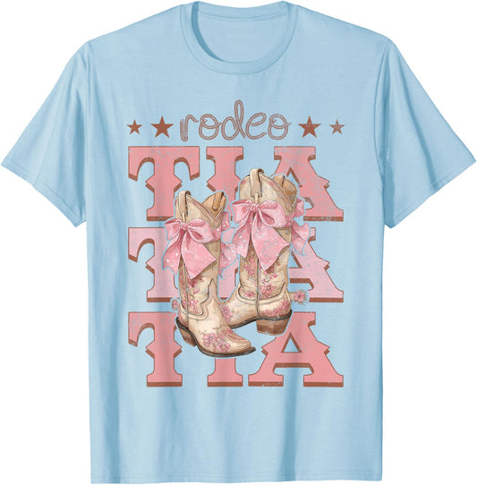 Rodeo Tia Pink Boots Coquette Cow-Girl Birthday Party T-Shirt - T-Shirt | Light Blue