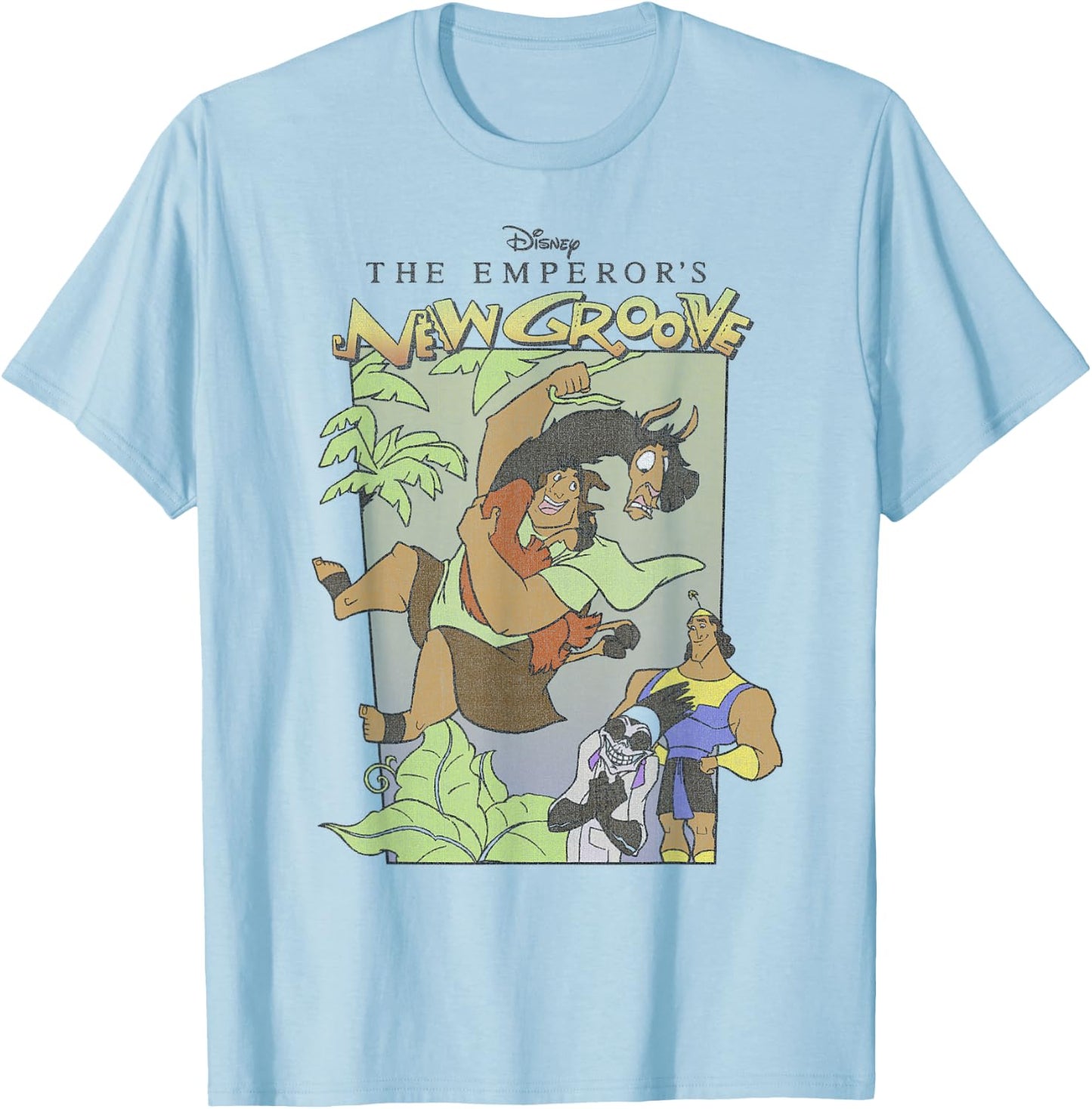 Disney The Emperor's New Groove Group Shot Cartoon Poster T-Shirt - T-Shirt | Light Blue