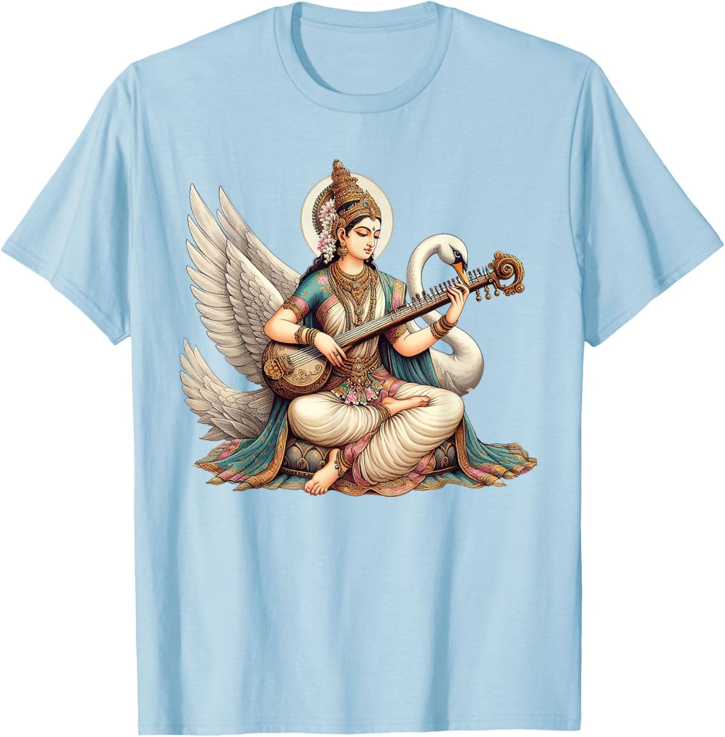 Hindu Saraswati Goddess Ancient Mythology Hinduism T-Shirt - T-Shirt | Light Blue