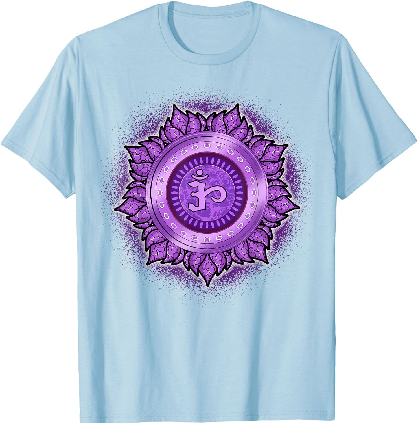 Meditation T Shirt Mindfulness Shirt Crown Chakras Shirt T-Shirt - T-Shirt | Light Blue