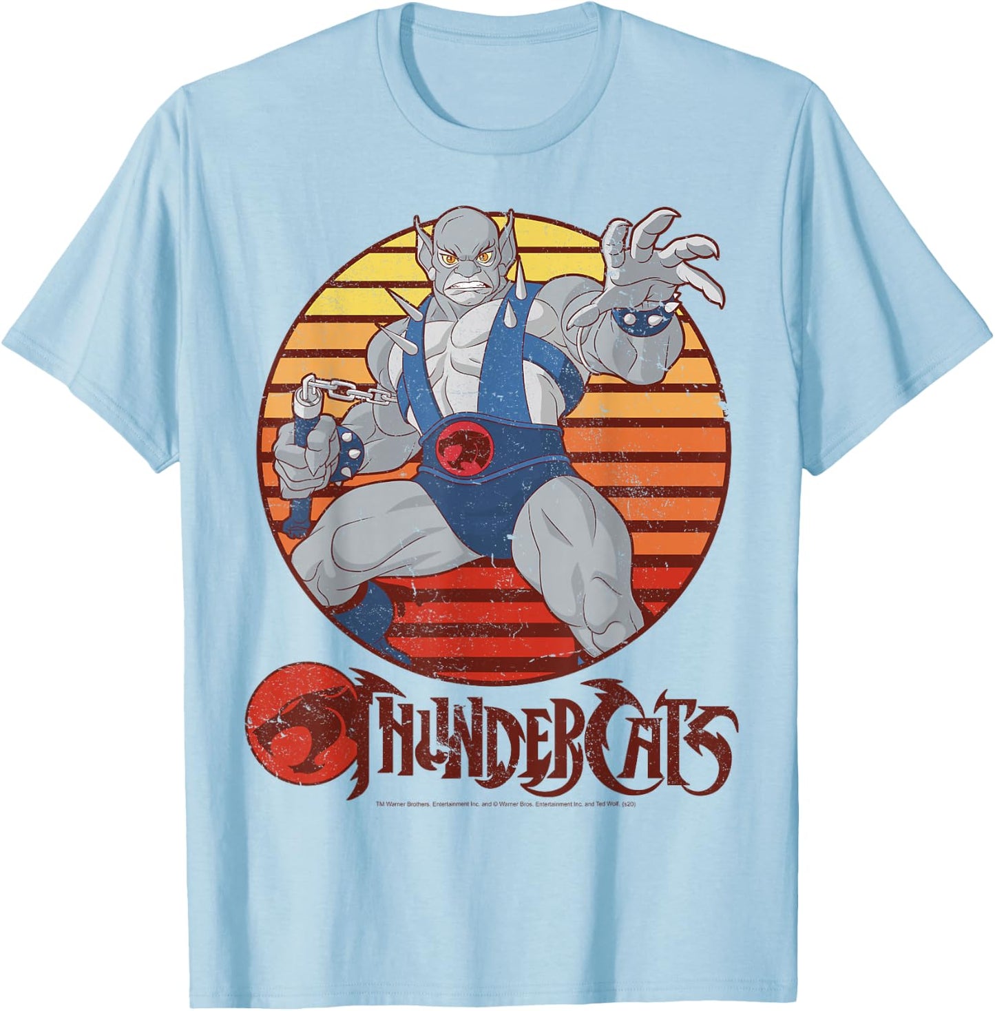 ThunderCats Panthro Retro Sunset T-Shirt - T-Shirt | Light Blue