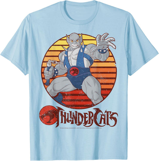 ThunderCats Panthro Retro Sunset T-Shirt - T-Shirt | Light Blue