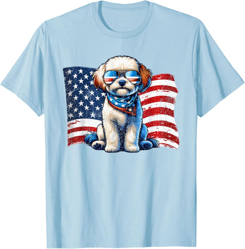 Maltipoo Sunglasses American Flag Cute Dogs Pets Vintage