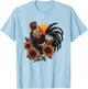 Rooster Orange Pattern Rooster Women Men T-Shirt - T-Shirt | Light Blue