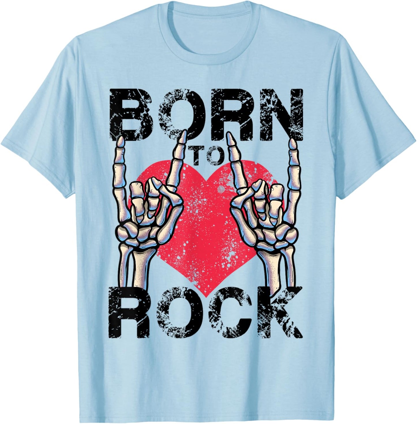 Born to Rock Lets Rock Vintage Retro Rock&Roll Rock Concert T-Shirt - T-Shirt | Light Blue