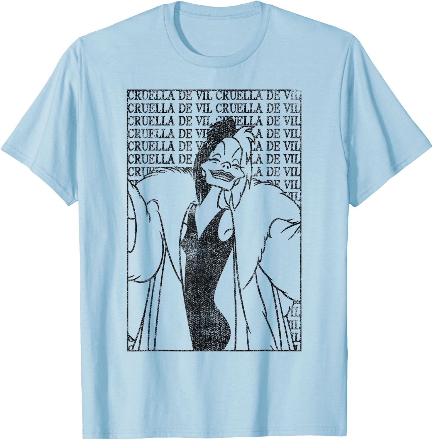 Disney Dalmatians Cruella Card Poster Graphic T-Shirt - T-Shirt | Light Blue