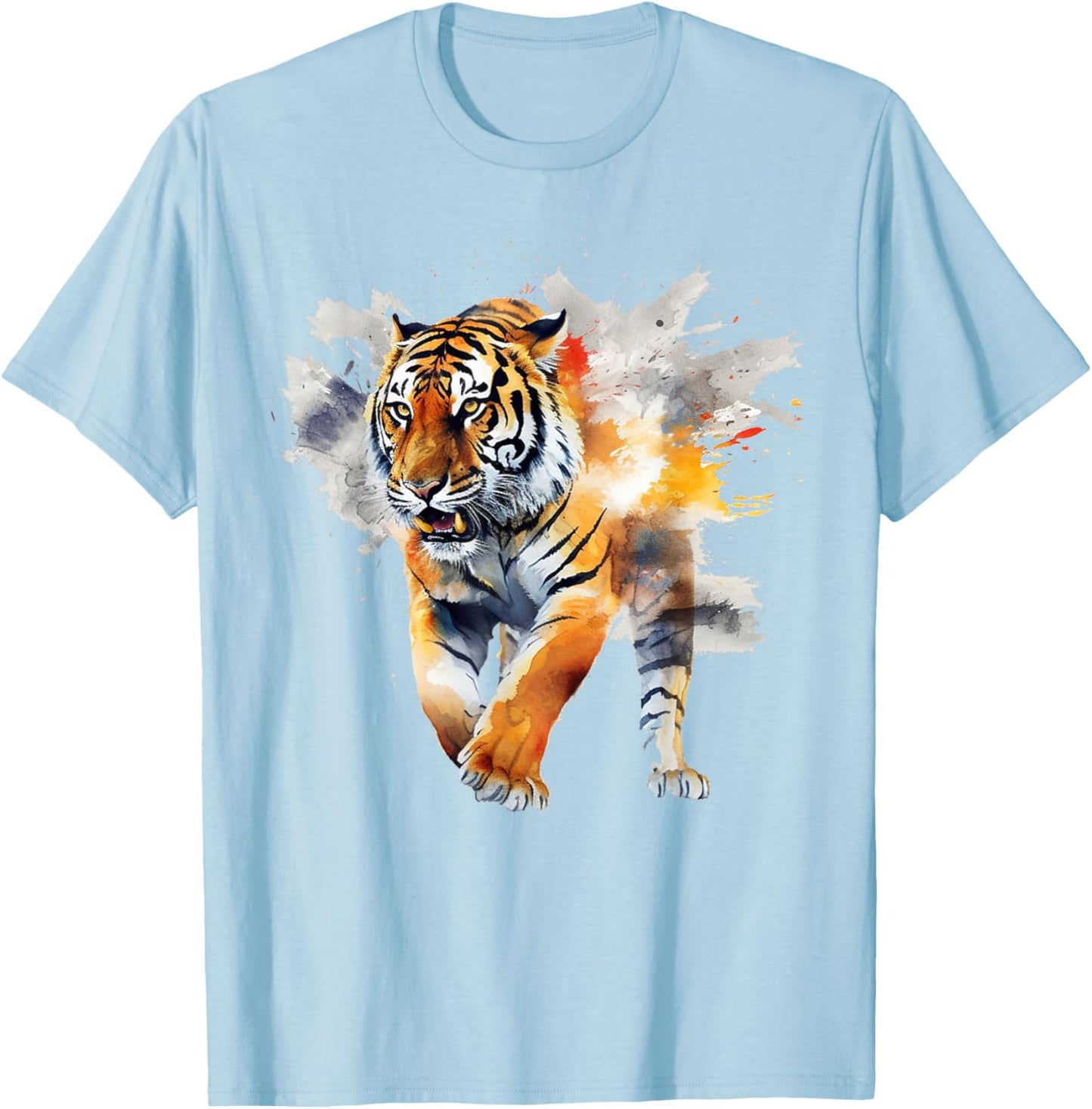 Tiger Artwork - Zoo Animal Tiger T-Shirt - T-Shirt | Light Blue