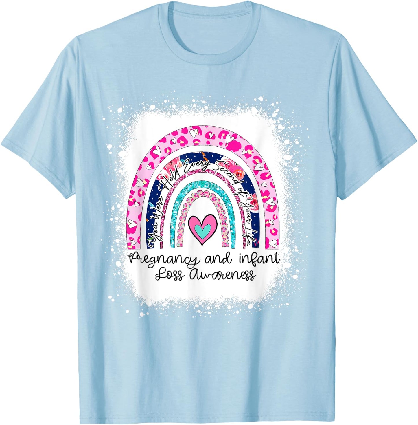 in October We Wear Pink Blue Pregnancy Infant Loss Ribbon T-Shirt - T-Shirt | Light Blue