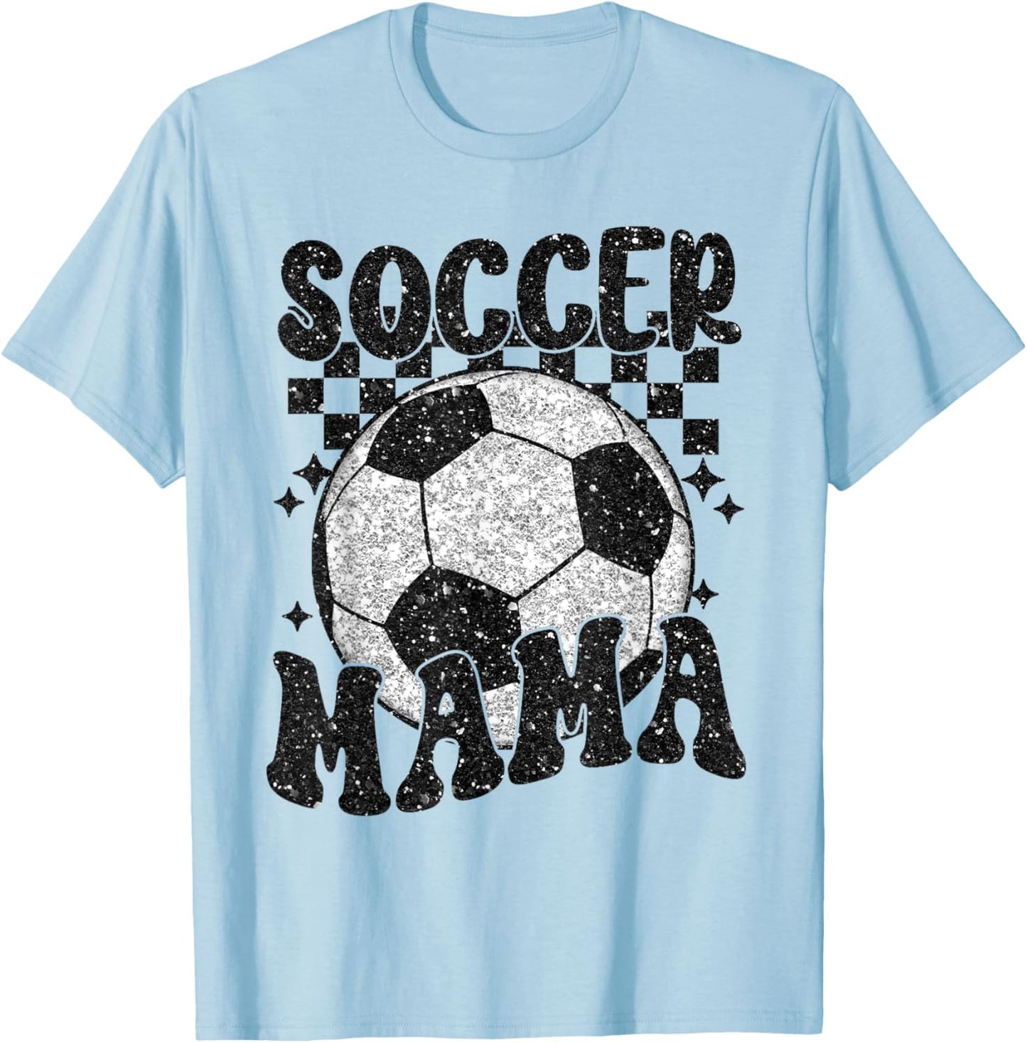 Checkered Soccer Mama Retro Soccer Mom Soccer Season T-Shirt - T-Shirt | Light Blue
