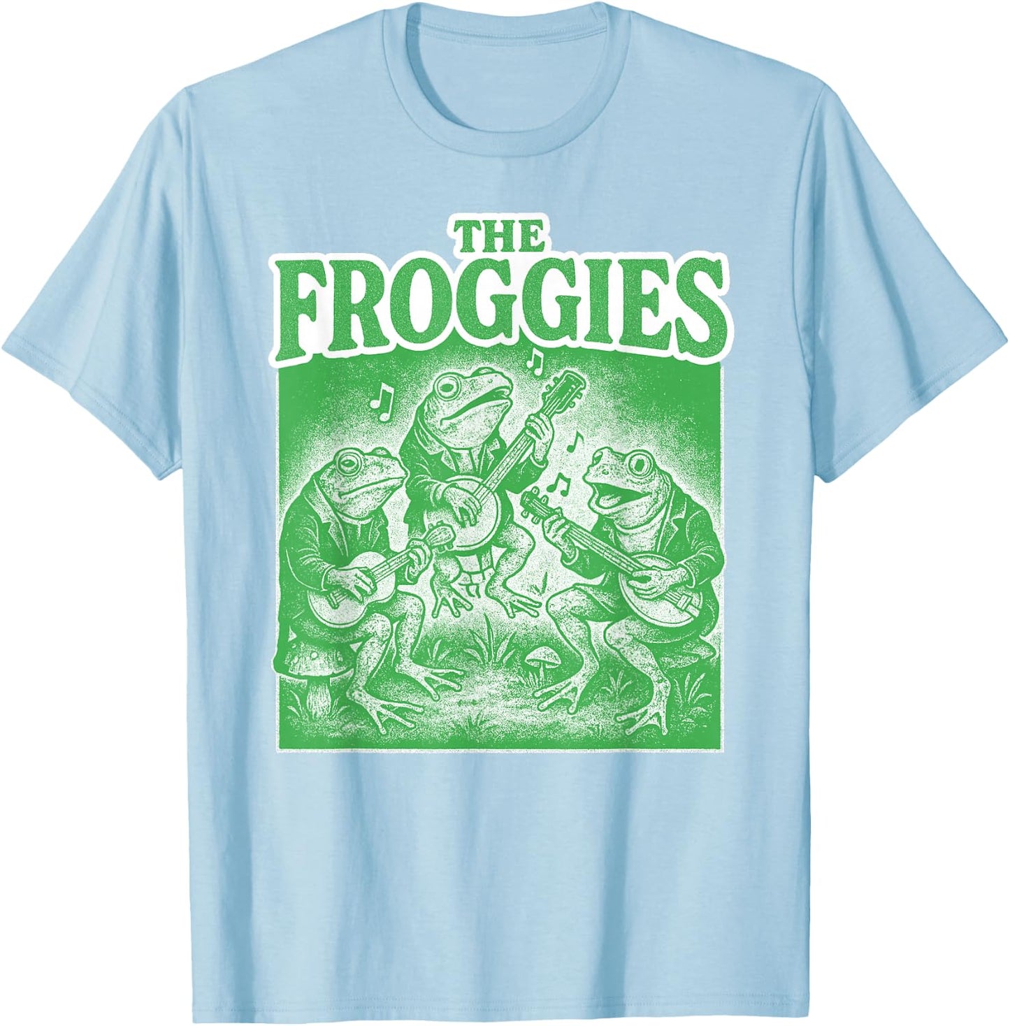 The Froggies Frog Band Art - Vintage Musical Frogs T-Shirt - T-Shirt | Light Blue