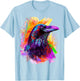 Raven Painting Abstract Animal Art Colorful Graphic Raven T-Shirt - T-Shirt | Light Blue