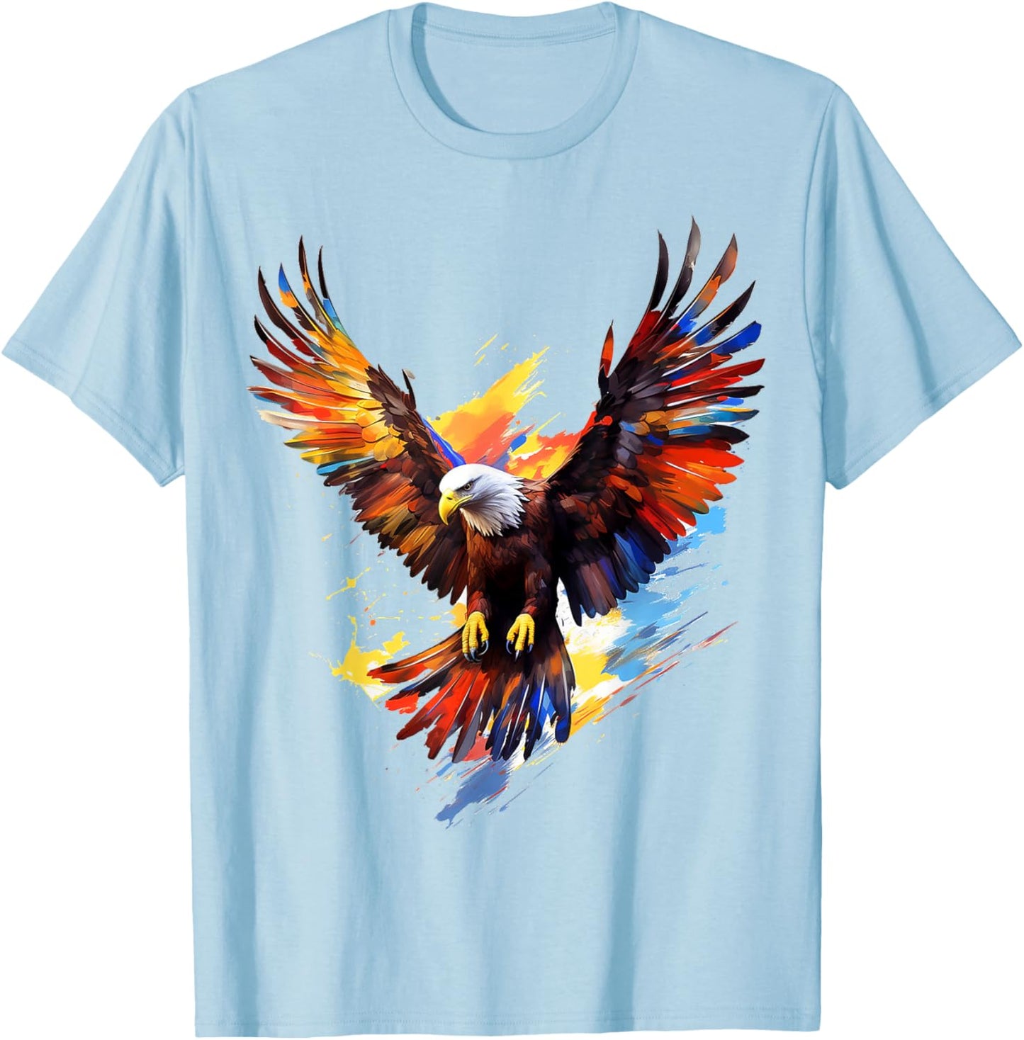 Eagle Painting Art Abstract Animal Colorful Graphic Eagle T-Shirt - T-Shirt | Light Blue
