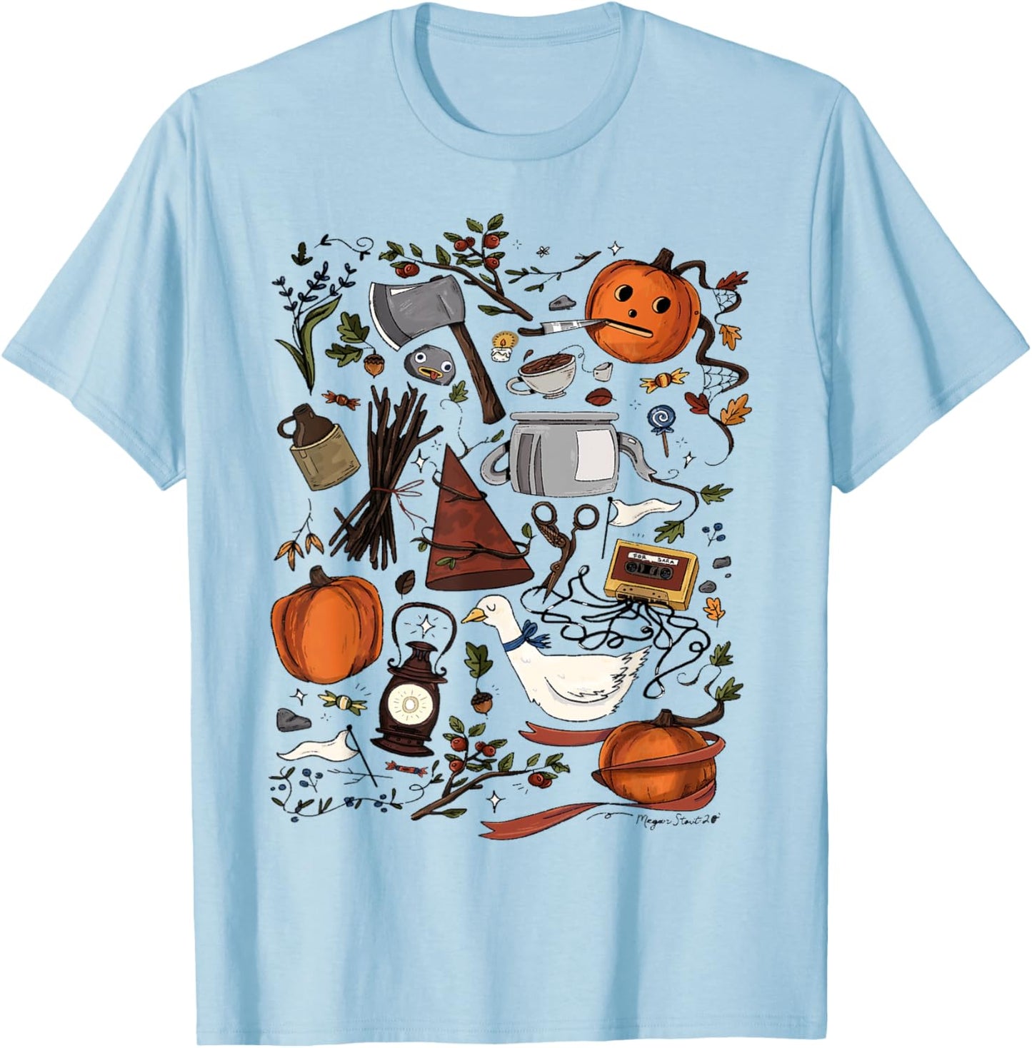 Spooky Pottsfield Harvest Festival Pumpkin Vibes Halloween T-Shirt - T-Shirt | Light Blue