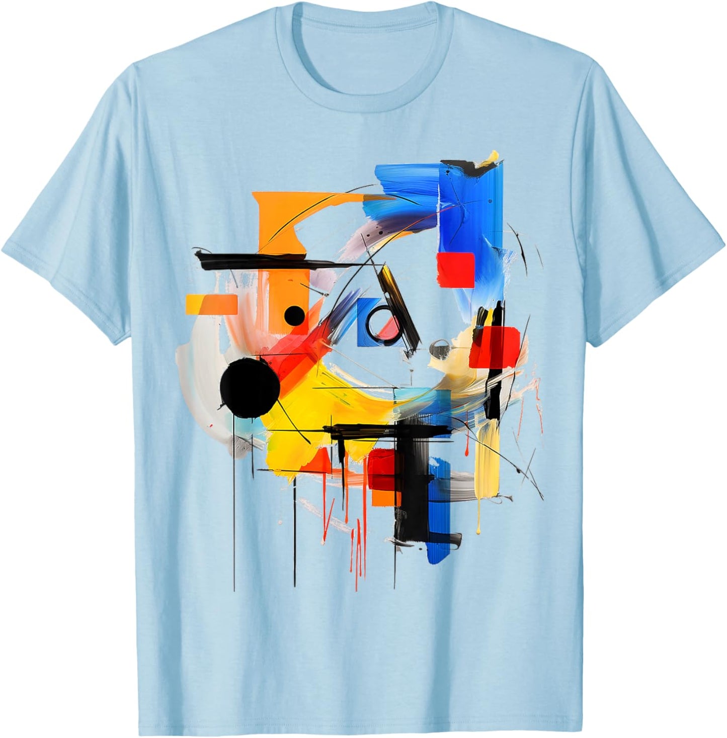 Art Colorful Abstract Geometric Painting Graphic Art T-Shirt - T-Shirt | Light Blue