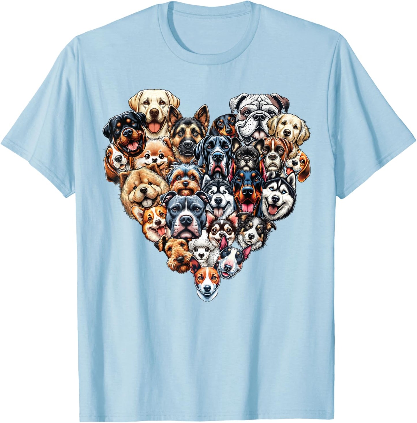 Types Of Dogs Breeds Chart Educational Canine Enthusiast T-Shirt - T-Shirt | Light Blue