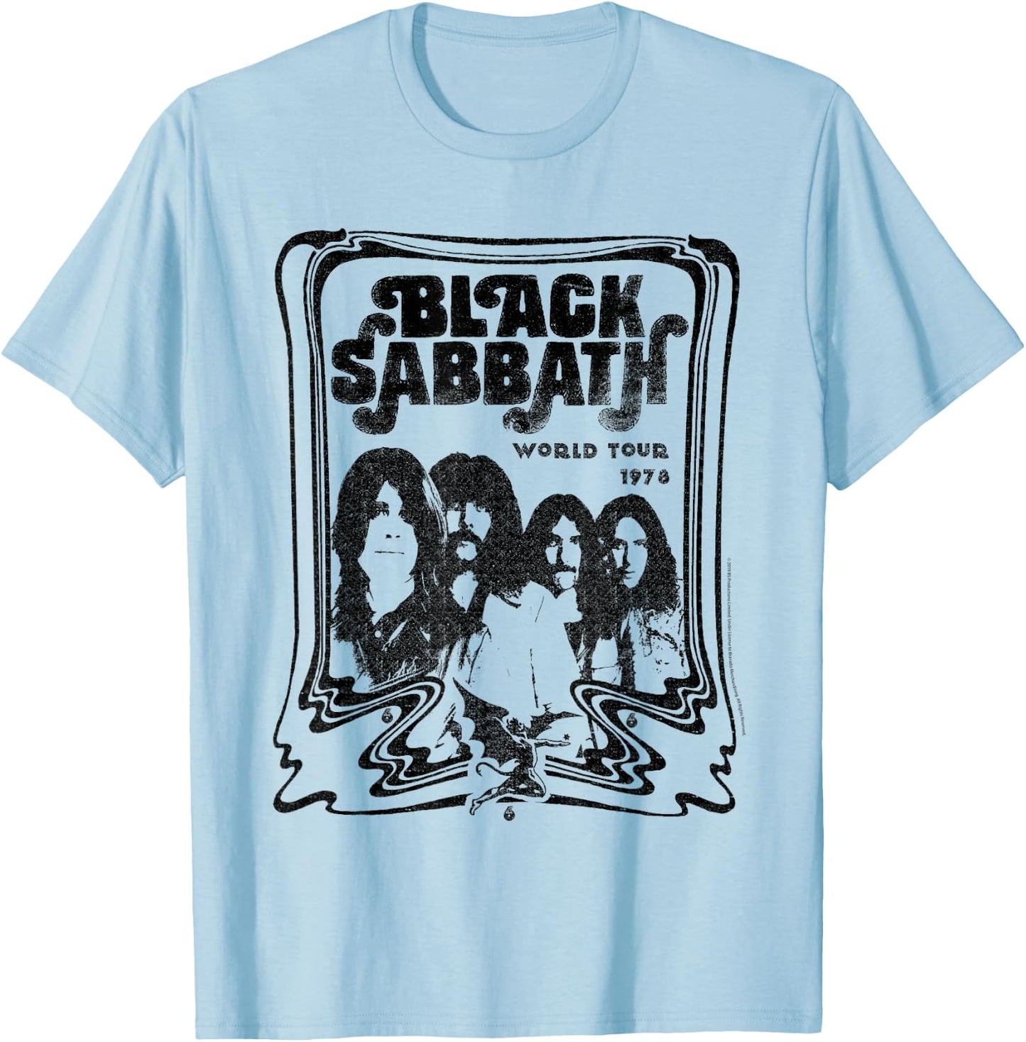 Black Sabbath Official World Tour 78 B&W T-Shirt - T-Shirt | Light Blue