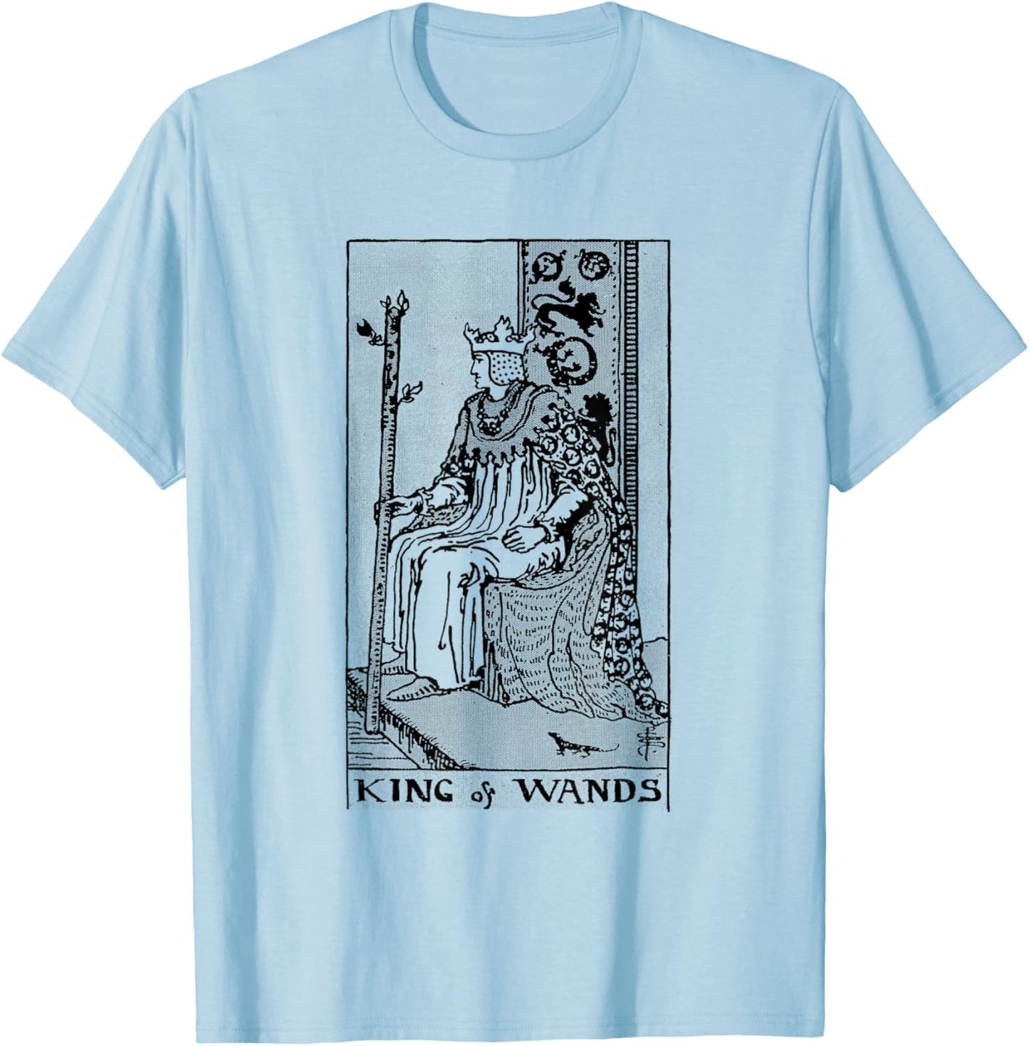 Vintage Tarot Card the Suit of Wands King T-Shirt - T-Shirt | Light Blue