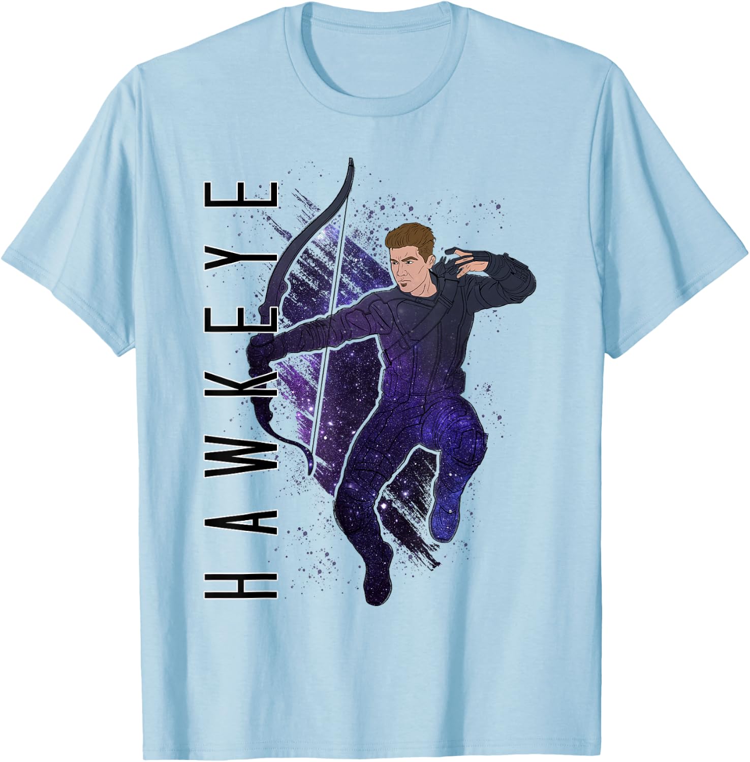Marvel Avengers Endgame Hawkeye Galaxy Painted T-Shirt - T-Shirt | Light Blue
