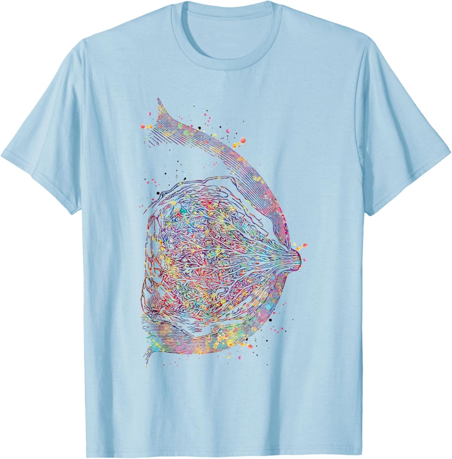 Breast Anatomy Watercolor Breast Cancer Medical T-Shirt - T-Shirt | Light Blue