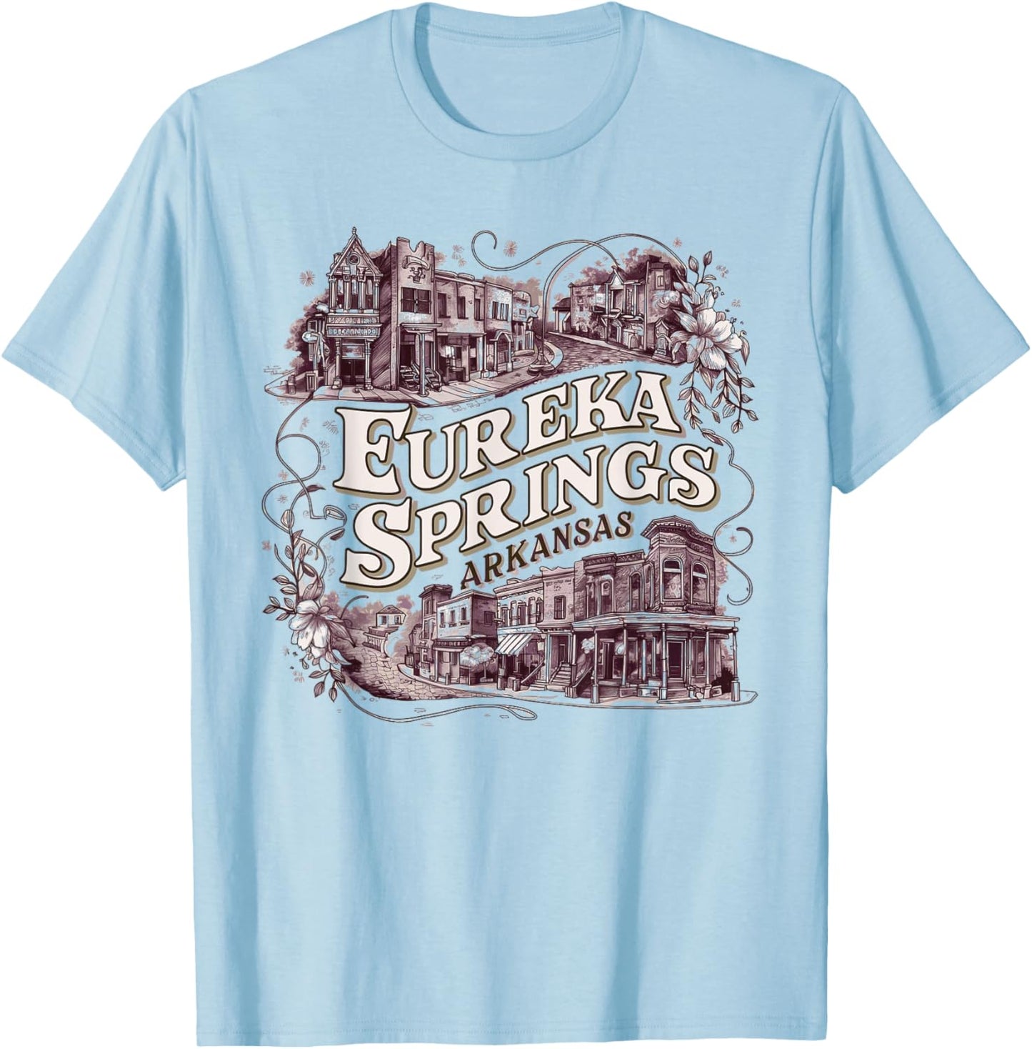 Eureka Springs Arkansas Vintage Travel Town T-Shirt - T-Shirt | Light Blue