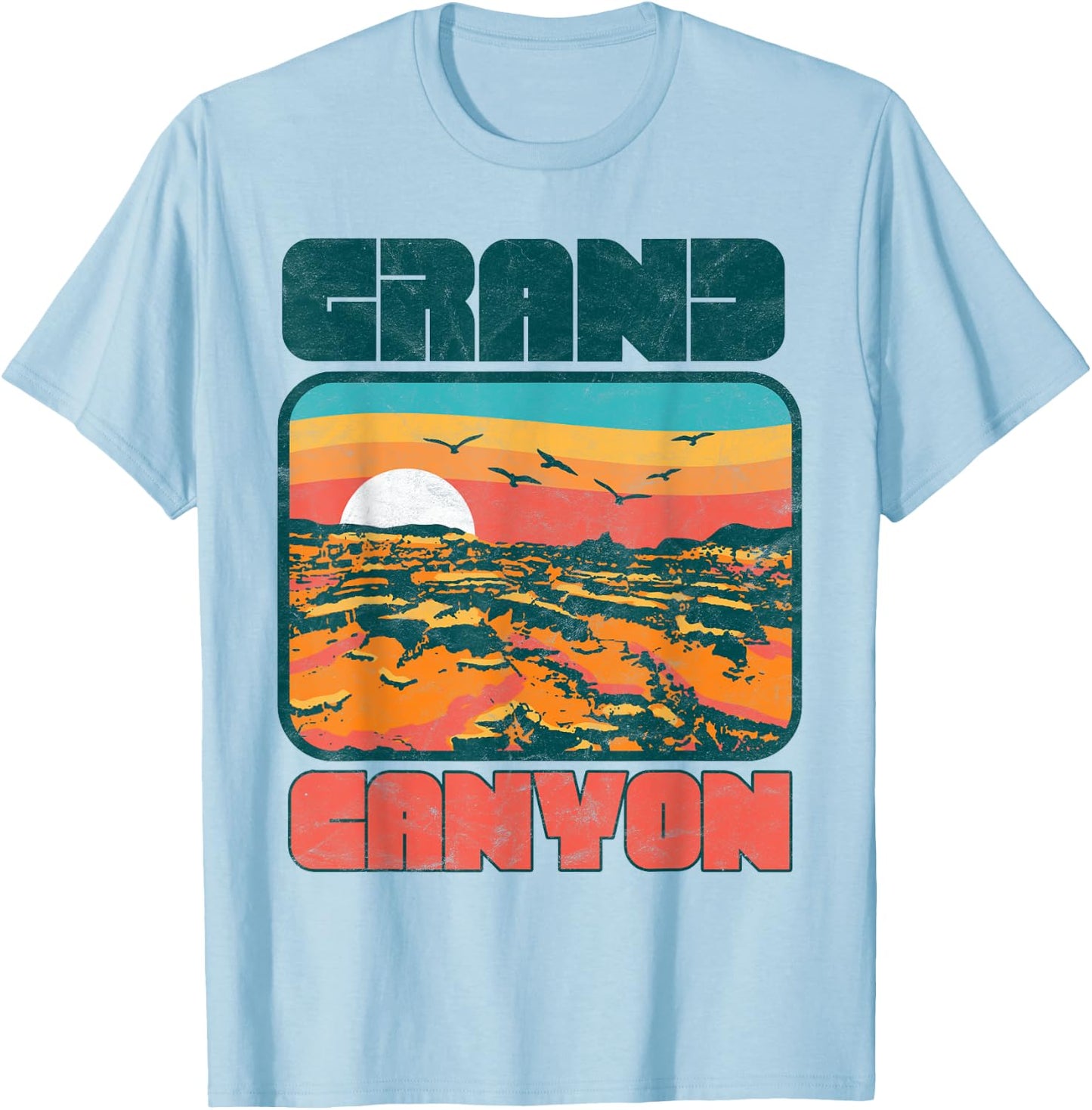 Vintage 80's Grand Canyon Retro Vibe Graphic T-Shirt - T-Shirt | Light Blue
