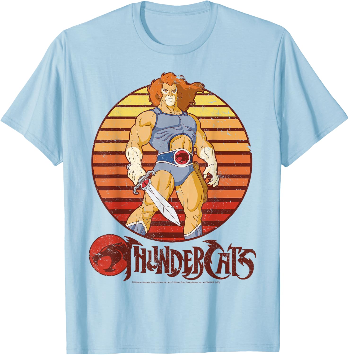 Thundercats Lion-O Retro Sunset T-Shirt - T-Shirt | Light Blue