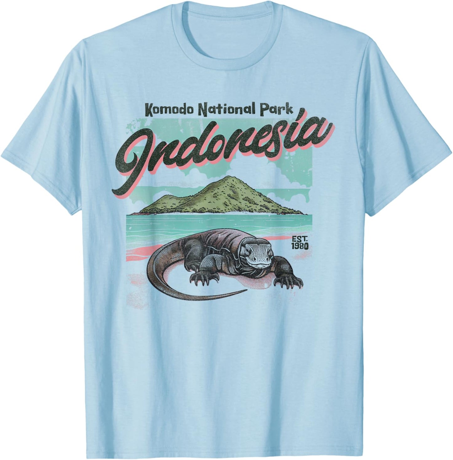 Komodo National Park Indonesia Est 1980 Komodo Dragon T-Shirt - T-Shirt | Light Blue