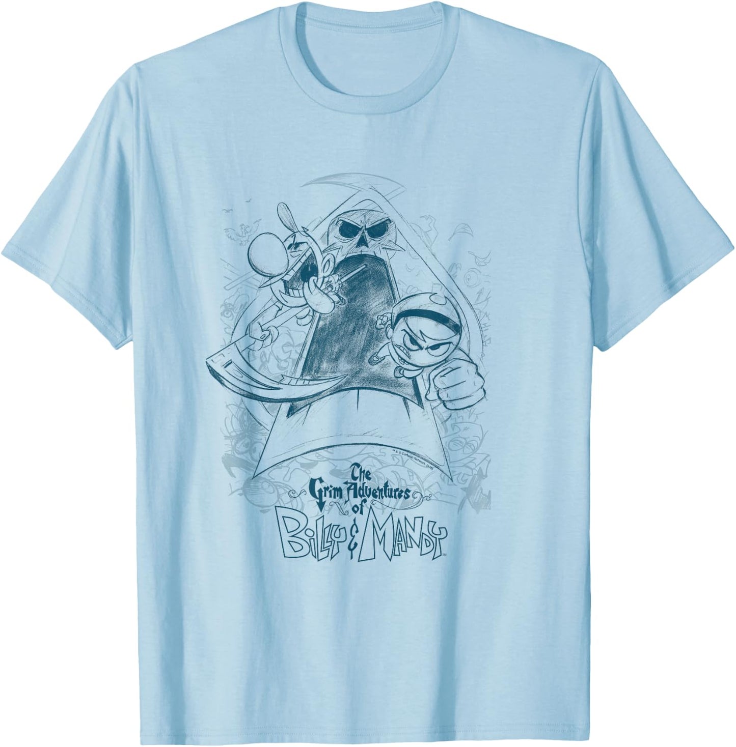 The Grim Adventures of Billy & Mandy Sketched T-Shirt - T-Shirt | Light Blue