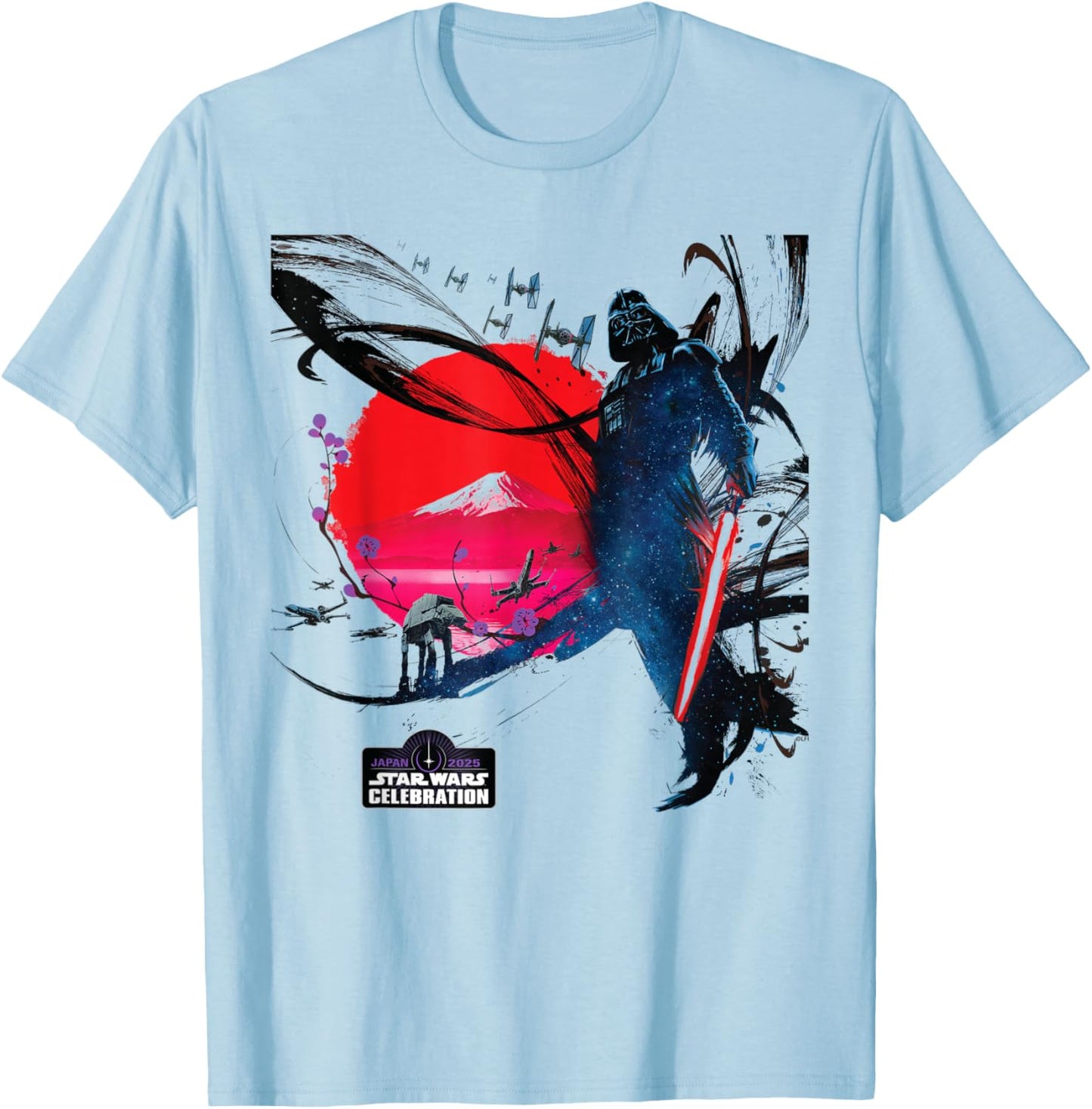 Star Wars Celebration Japan 2025 Key Art Darth Vader & Logo T-Shirt - T-Shirt | Light Blue