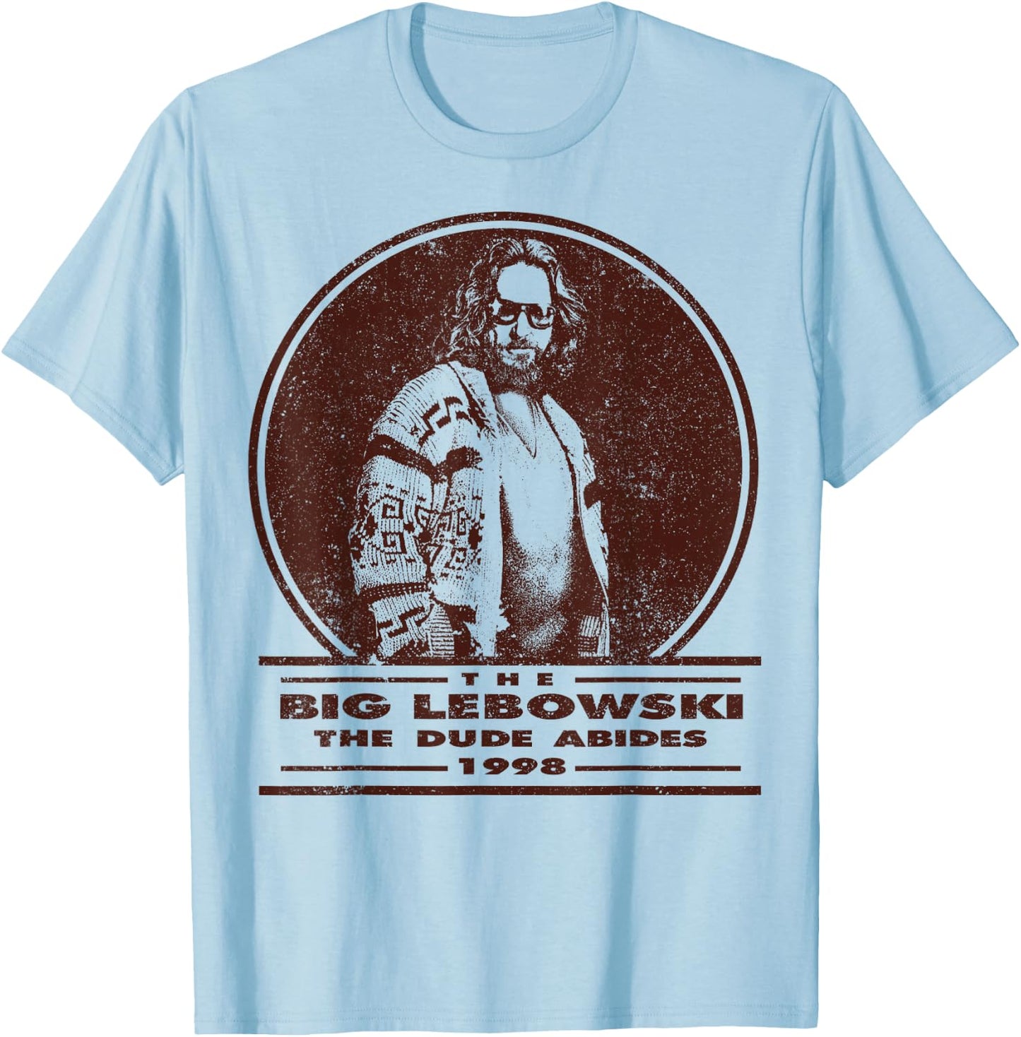 The Big Lebowski Distressed Dude Abides Stamp T-Shirt - T-Shirt | Light Blue