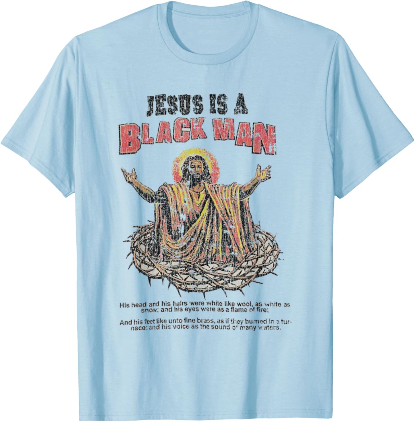 Vintage Jesus Is A Black Man T-Shirt - T-Shirt | Light Blue