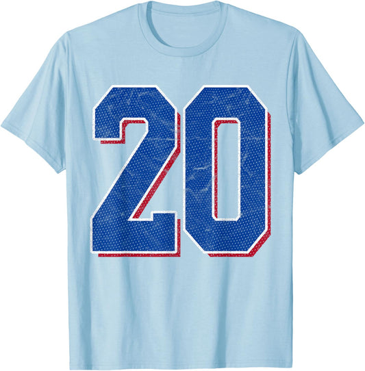 Number 20 Numbered Uniform Sports Team Jersey 20th Birthday T-Shirt - T-Shirt | Light Blue