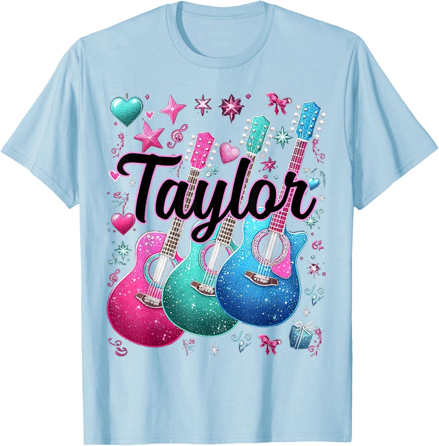 Taylor First Name I Love Taylor Girl Groovy 80's Vintage T-Shirt - T-Shirt | Light Blue