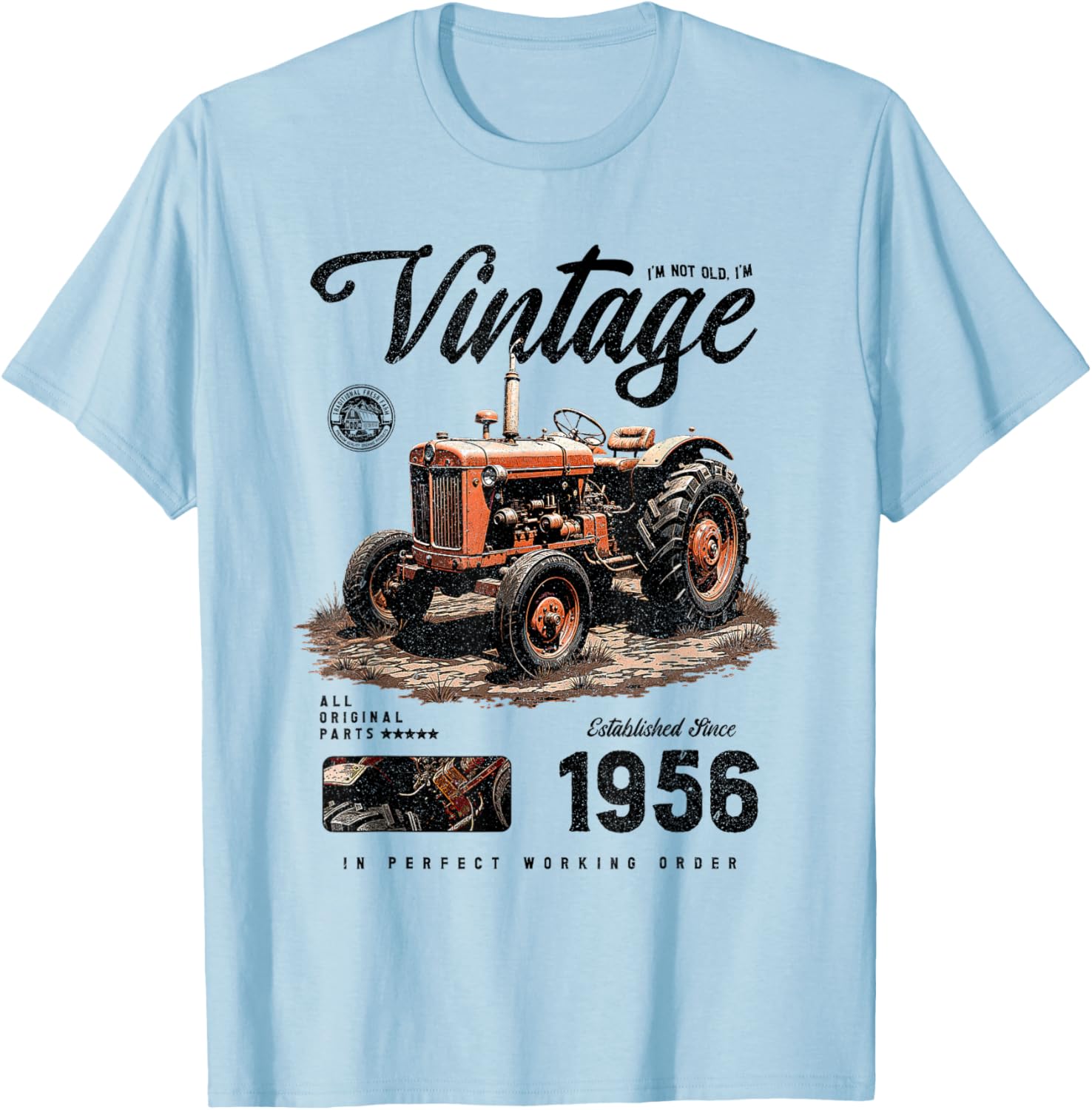 Anniversaire de l'agriculteur de tracteur vintage né en 1956 T-Shirt - T-Shirt | Light Blue