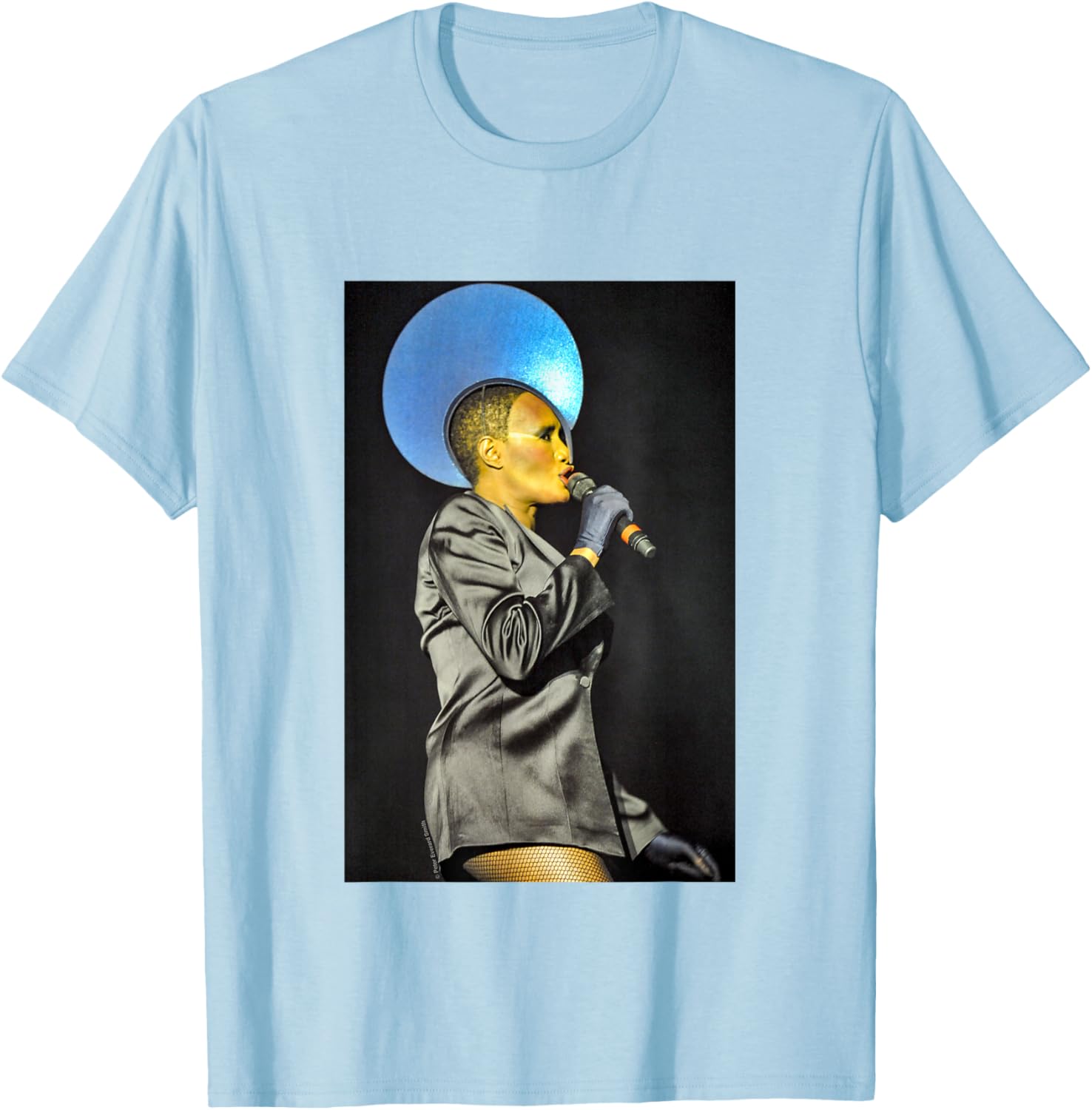 Grace Jones Blue Headdress By Everard Smith T-Shirt - T-Shirt | Light Blue