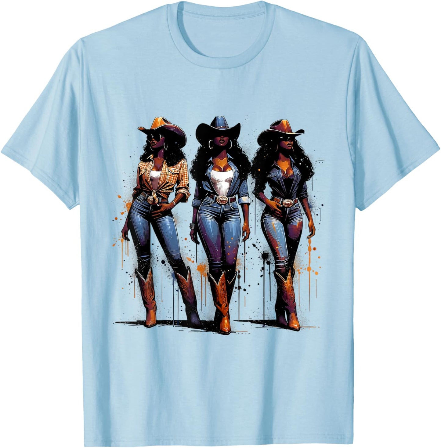 Melanin Rodeo Queen Black Cowgirl African American Western T-Shirt - T-Shirt | Light Blue