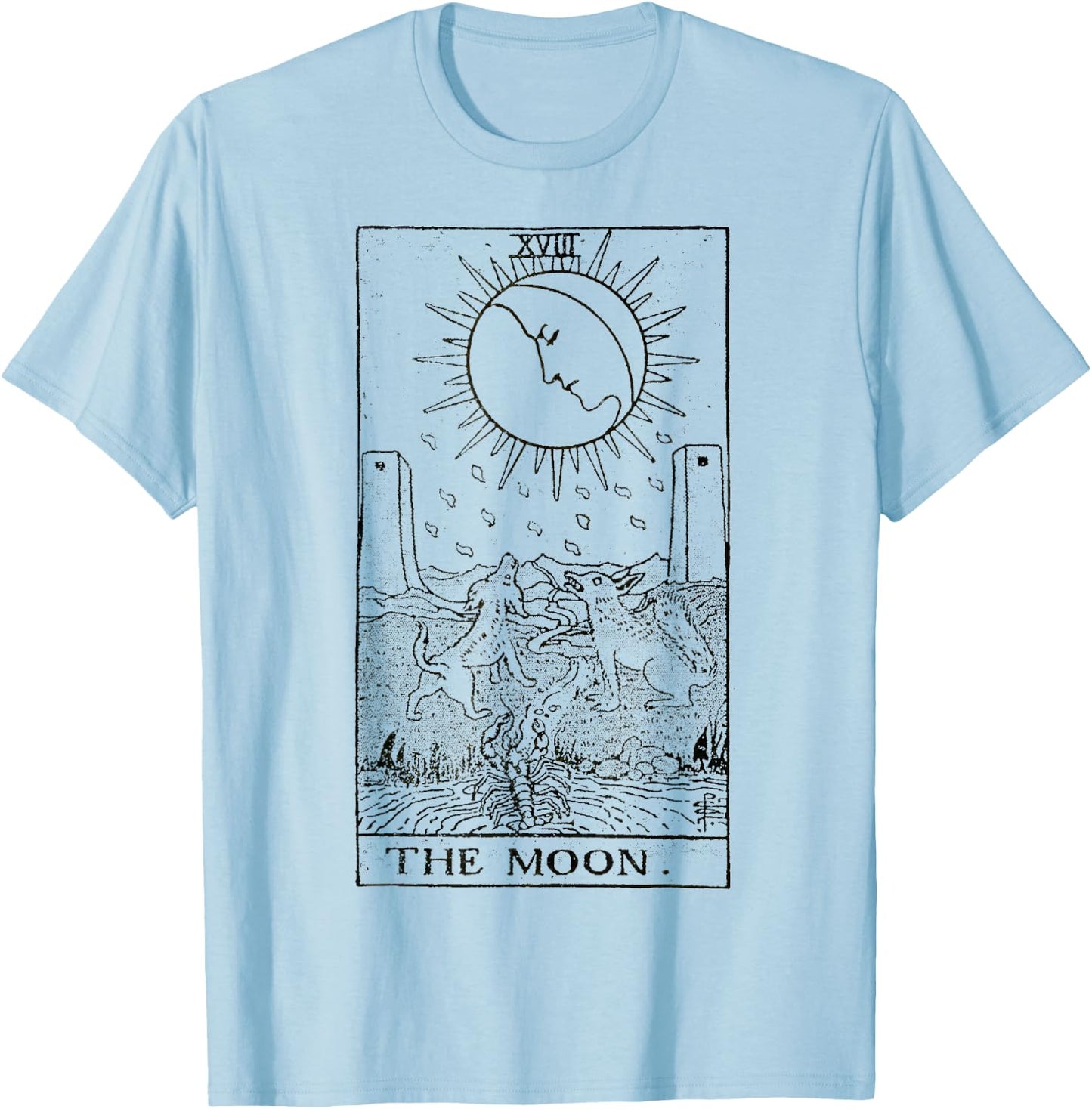 The Moon Tarot Card Vintage T-Shirt - T-Shirt | Light Blue