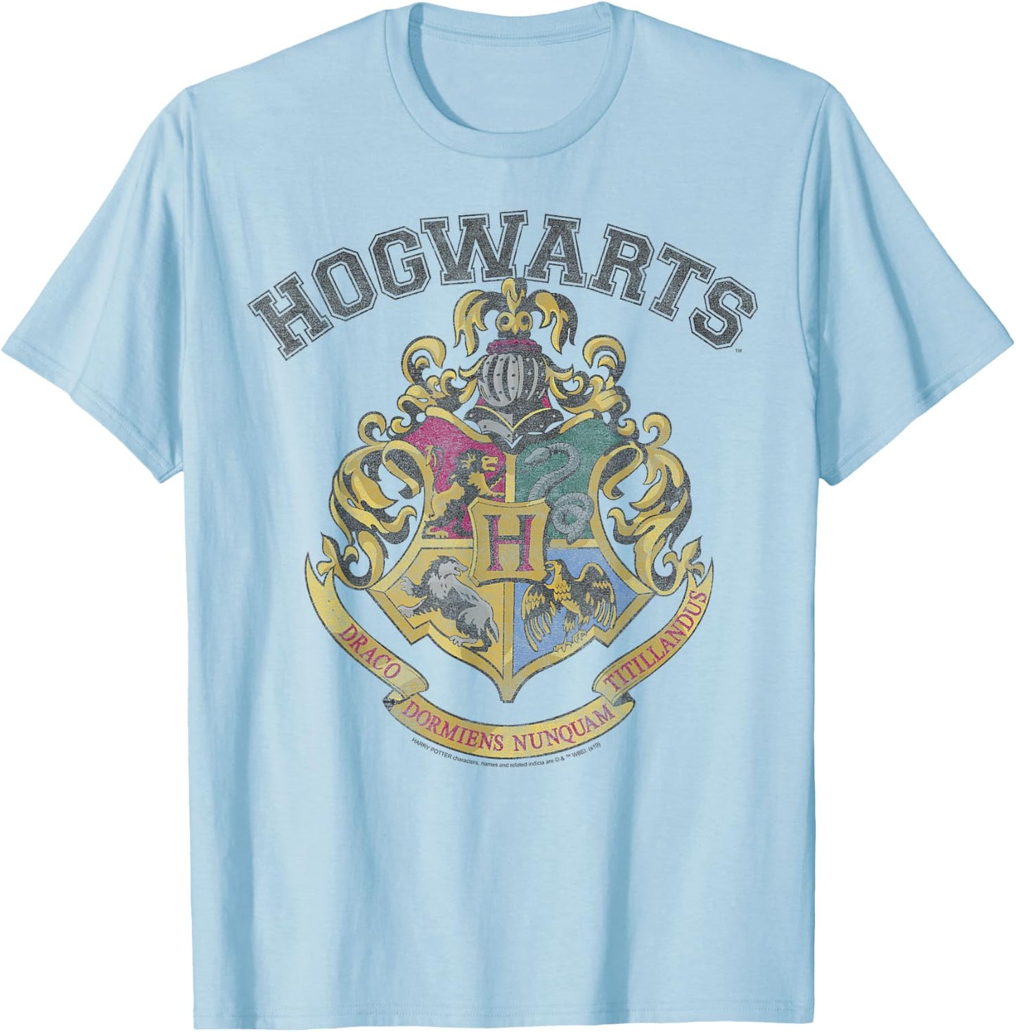 Harry Potter Hogwarts Vintage Crest Short Sleeve T-Shirt - T-Shirt | Light Blue