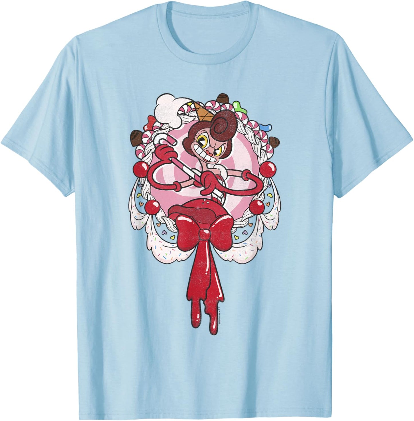 Cuphead Baroness Von Bon Bon Melting Candy Frame Portrait T-Shirt - T-Shirt | Light Blue